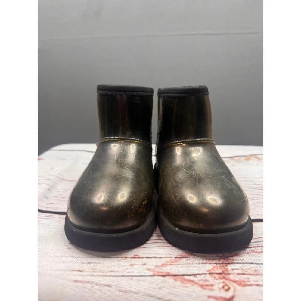 UGG Classic Clear Mini Waterproof Boots Black Translucent Kids Size 10‎ 1112386T